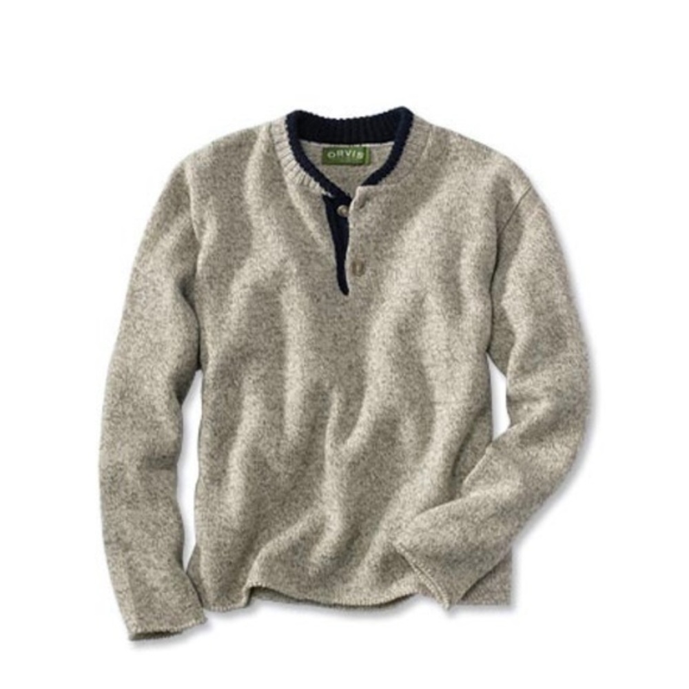 Orvis Gray Wool Two Button Sweater Pullover - image 1